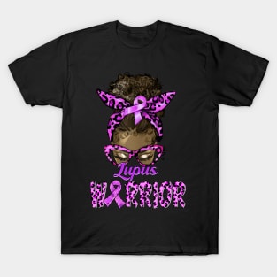 Lupus Warrior Afro Black African Messy Bun Leopard T-Shirt